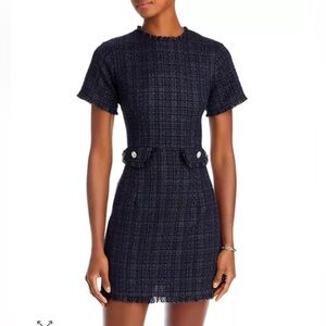 AQUA Navy Sparkle Tweed Mini Dress-Exclusive-Size M